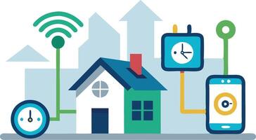 Smart home technology with connected devices and energy management vector
