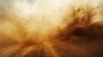 Dynamic Dust Cloud from Desert Storm or Dirt Road, Capturing Motion and Speed photo