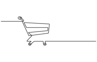 shopping cart Single continuous line drawing vector