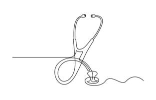 stethoscope single line illustration vector