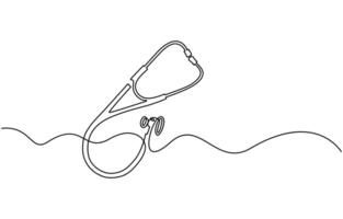 Continuous one line art drawing of stethoscope vector