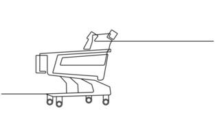 Single continuous line drawing of a shopping cart vector