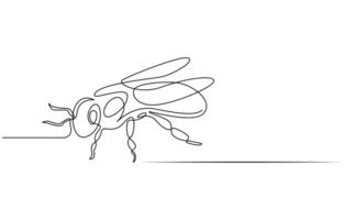 Simple illustration of honey bee shape continuous one line art bee outline vector