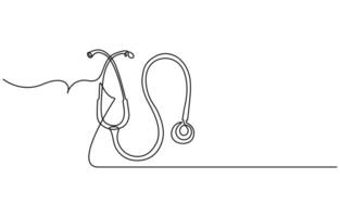 Medicine stethoscope single continuous line art vector
