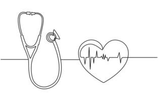 Medical stethoscope depicted with one solid editable line vector