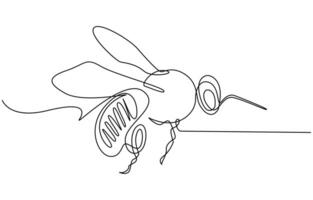continuous line drawing of a bee flying vector