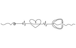 continuous single drawn one line stethoscope freehand drawn picture silhouette vector