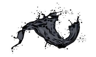 Realistic black ink splash spiral dynamic on white background vector