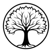 Circle with a silhouette tree vector