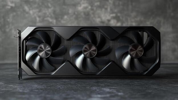 Triple-Fan GPU. High-Res Black and Metallic Design photo