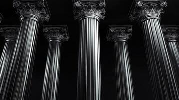 Striking Silver Pillars Against a Bold Black Background photo