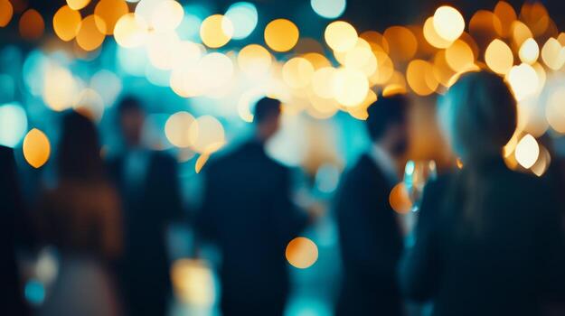 Blurred Networking. Warm Office Party Ambiance photo