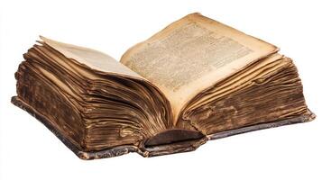 Open Old Book Isolated on White Background photo