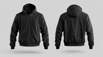 Blank black winter jacket mockup photo