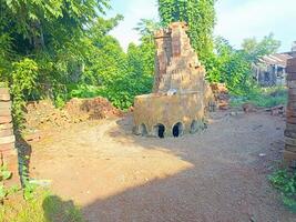 Traditional Making Bricks and Burning Bricks in Village Natural View with Excellent Scenery photo