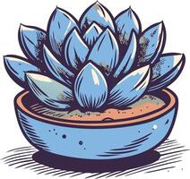 illustration of a blue succulent plant in a ceramic pot vector