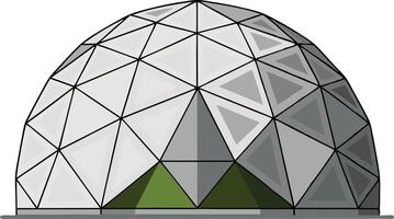 illustration of a modern geodesic dome with a green base, showcasing architectural design and structure vector