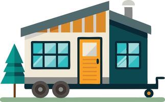 A tiny house on wheels showcases its compact and mobile design. vector