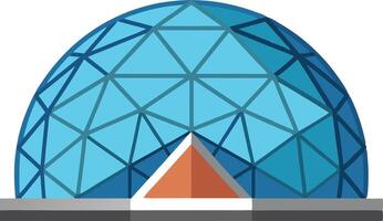 A geometric dome structure with a triangular entrance, representing modern architecture vector