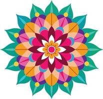 Colorful floral mandala design featuring intricate patterns and vibrant colors suitable for various decorative uses vector