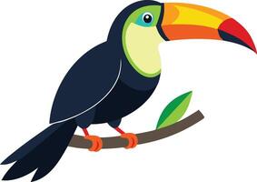 Colorful Illustration of a Toucan Perched on a Branch vector