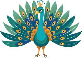Colorful Illustration of a Peacock Displaying Its Vibrant Feathers vector