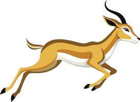 Dynamic Illustration of a Gazelle Gracefully Leaping in an Artistic Style Against a White Background vector