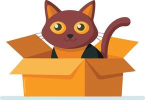 Playful Cat Exploring a Cardboard Box vector