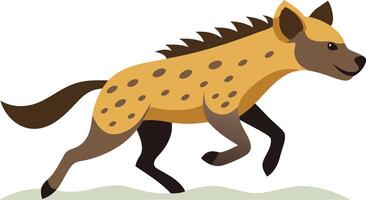 Illustration of a Running Hyena in a Natural Habitat vector