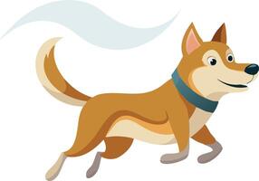 Playful Brown Dog Running Joyfully Through a Clear Open Field in Bright Afternoon Sunshine vector
