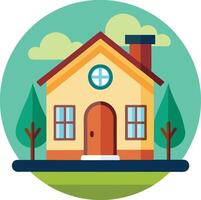 House Icons with Palm Trees and Ocean Views vector