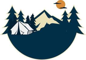 Camping logo with mountain illustration vector
