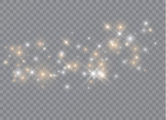 Bright stars with light bursts and shimmering magic dust