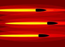 A flying bullet in motion with the fiery trace. vector