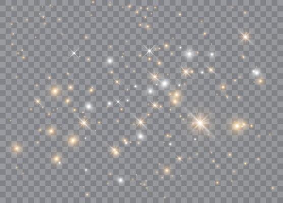 Christmas magic dust with glowing stars and light explosions