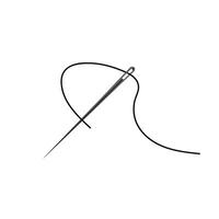 Needle with thread on white background for craft designs vector