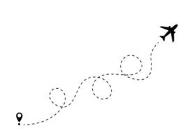 Airplane path with dashed line for tourism graphics vector