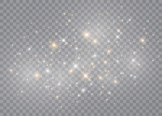 Christmas star effects with glowing light and magic dust particles