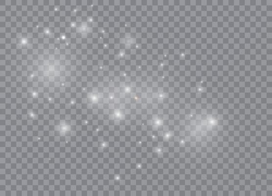 Shimmering Christmas stars with light glow and magic dust