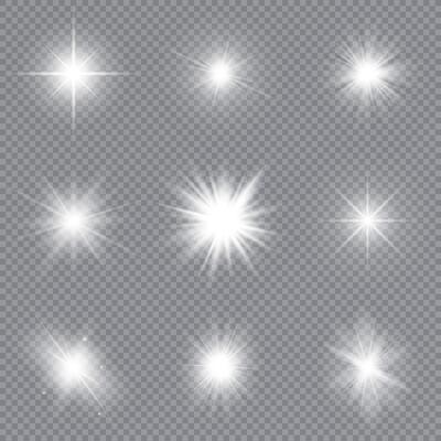 Christmas stars and magical dust with glowing light effects