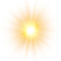 Yellow sunburst and sparkling flash on white background vector