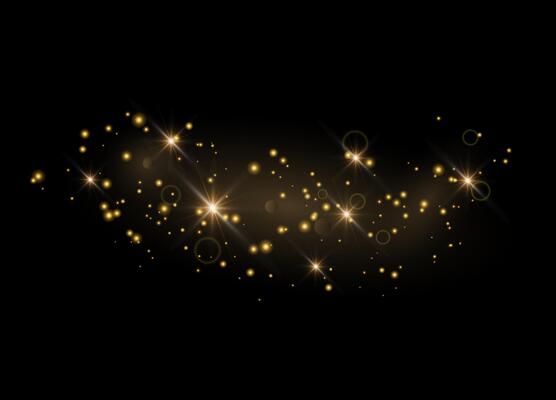 Christmas stars with light glow and sparkling magic dust
