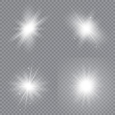 Bright light effects with sparkling stars and magic particles