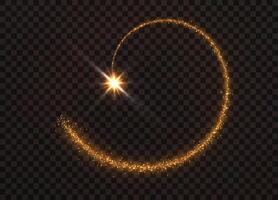 Glowing golden circle with sparkles vector