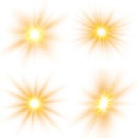 Yellow sunburst with sparkling light flash effect vector