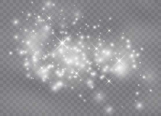 Bright stars and light glow with magic dust for holiday patterns