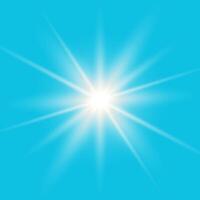 Sun burst with lens flare on blue background vector