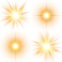 Yellow sun flash with gentle glow and sparkles vector