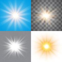 Set of lens flare light effect. Sun flash with rays and spotlight vector