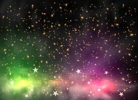 Glowing stars with sparkling light and magical dust effects vector